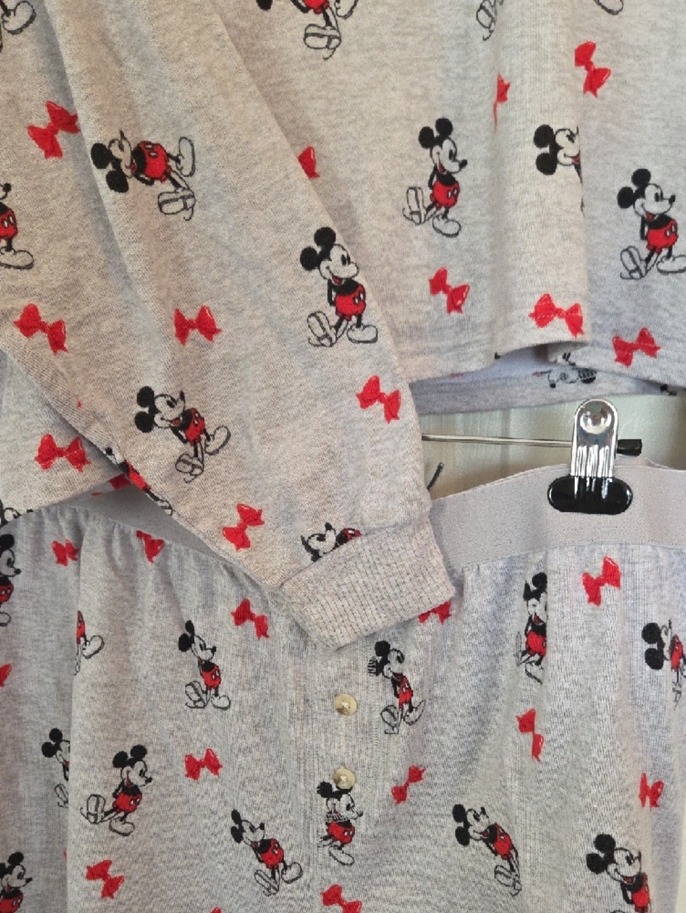 American Eagle Outfitters Light Gray Mickey Mouse Pajama Set with Red Accents - Picture 5 of 8